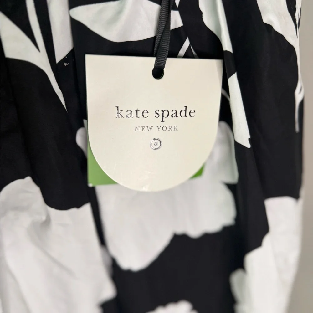 Kate Spade Black and White Floral A-Line Skirt